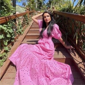 Zara Pink Maxi Dress with Black Dots